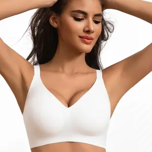 Slimwest seamless bra for women with small breasts, gathered and enlarged, soft support, no steel ring bra, anti-sagging, stable support, skin-friendly and breathable, ladies' summer sexy bra underwear, beautiful back