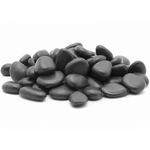 20 lbs Black River Stones, 1-3 Inch Polished Pebbles, Natural Decorative Rocks for Garden and Home (Black, 20 Pounds)