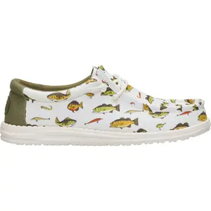 HEYDUDE Wally Cast - Comfortable Slip on Fish Print Shoes for Men