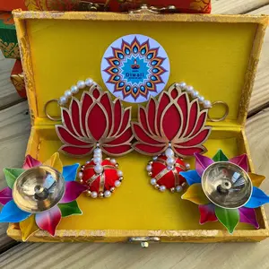 Elegant Diwali Gift Hamper | Assorted Brocade Boxes With Diyas, Candles & Festive Accessories | Cherished Gifts for Home & Office