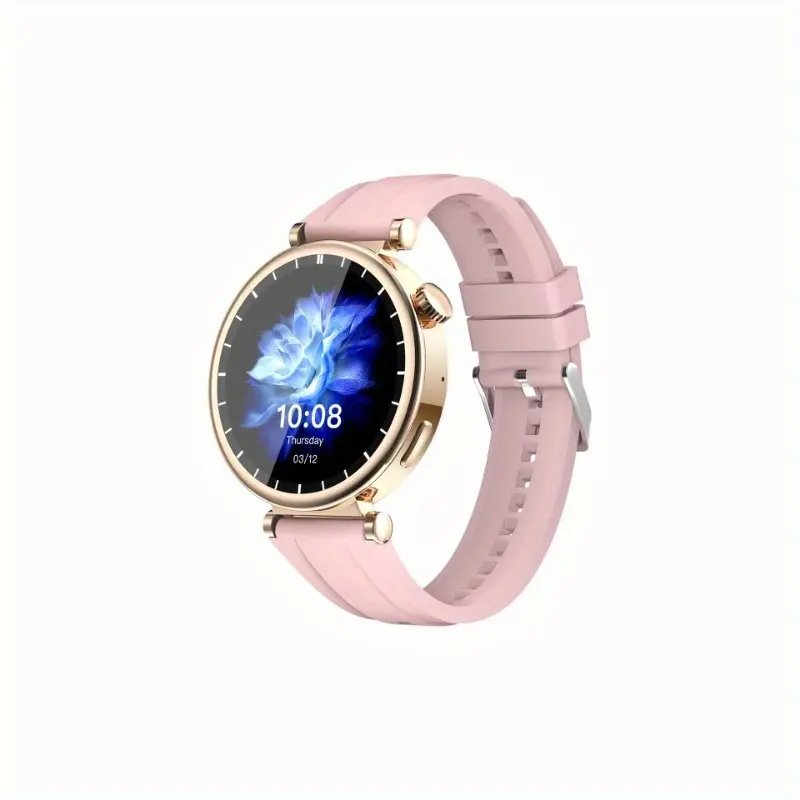Women's Metallic Round Elegant Smart Watch - Wearable Device with 1.96" AMOLED Screen, <2 Color Accuracy, 178° IPS Viewing Angle, Wireless Calling, Multiple Strap Options