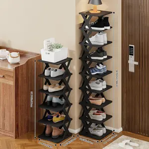 Slim Narrow X-Frame Shoe Rack - TikTok Viral Vertical Storage Organizer, Space-Saving for Small Entryways & Closets, 4-Tier Stackable Shoe Shelf