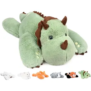 24"| 3.5 Pound Weighted Dinosaur Stuffed Animal, Giant Weighted Green Dino Plush Toy Body Pillow for Girl Boy Adult Kid with Soft Fur Pillowfort Stuffy for Christmas Birthday Present