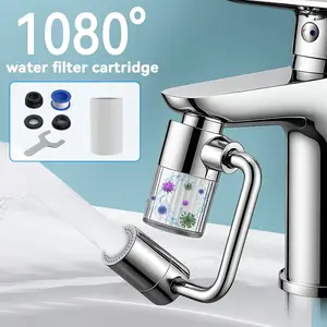 360° Rotating Faucet with Water Filter Cartridge, Stainless Steel Faucet Swivel Tap with Water Purifier Filter & 2 Sprayer Modes for Kitchen Bathroom Washing-Room