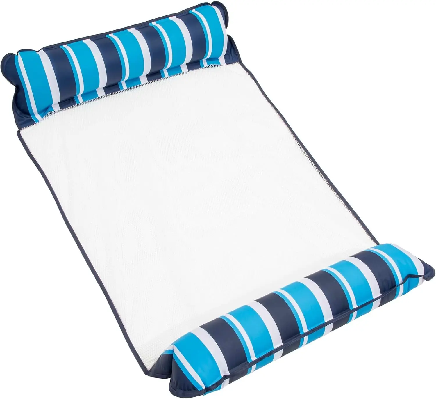 XL Original 4-in-1 Monterey Hammock Pool Float - Multi-Use Inflatable Adult Water Sports Float, Patented Thick PVC Non-Stick Material, Navy/White Stripe