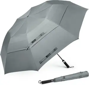 62 Inch Portable Golf Umbrella Oversize Automatic Open Stick Umbrella  Double Canopy Vented Windproof