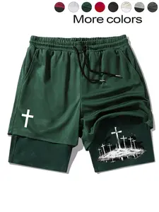 3:16 THE CROSS Summer Performance Shorts, Double-Layer Beach Fitness Training Pants, Ideal Gym Shorts, Comfortable and Flexible.netshort.  sara saffari shorts ddg, Athleisure Street Shorts, Activewear Shorts