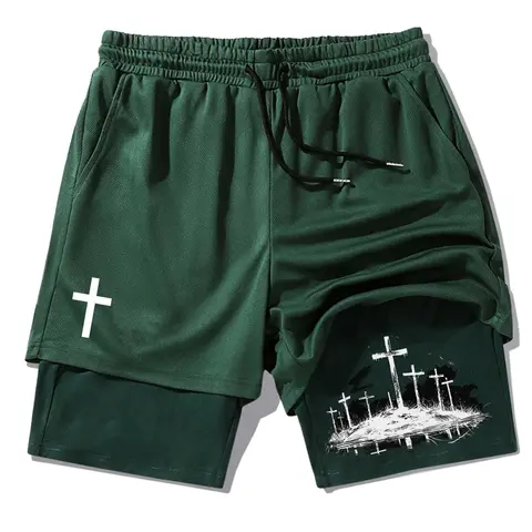 3:16 THE CROSS Summer Performance Shorts, Double-Layer Beach Fitness Training Pants, Ideal Gym Shorts, Comfortable and Flexible.netshort.  sara saffari shorts ddg, Activewear Shorts, Sport Shorts