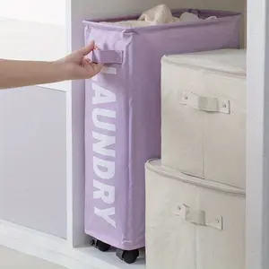 Multifunctional Storage Basket with Wheels - Foldable Home Organizer for Yoga Mats and Laundry