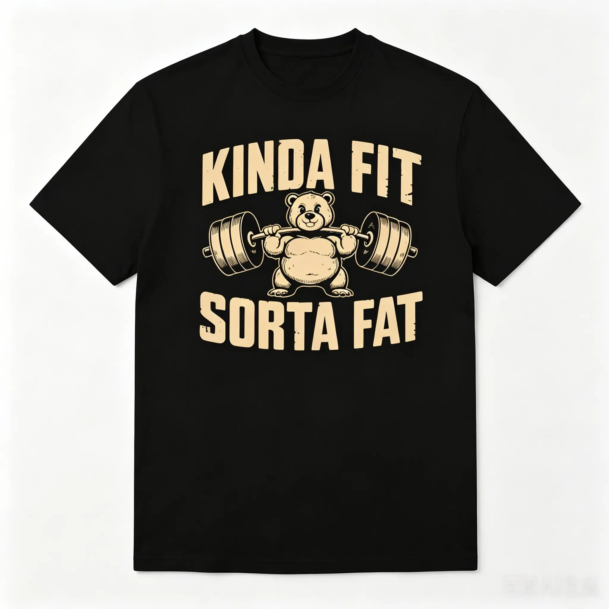 Funny Weightlifting Bear T-shirt – Heavyweight cotton oversized gym T-shirt, personalized slogan T-shirt, made of pure cotton, unisex, comfortable for everyday wear