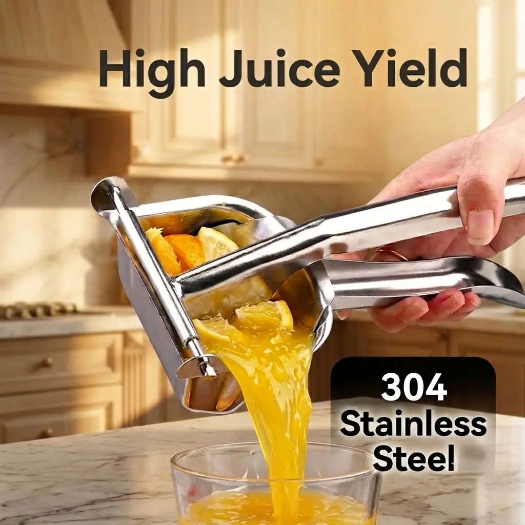 Hand Juicer Squeezer-Stainless Steel Portable Multifunctional Manual Fruit Juicer,lemon squeezer,Quiet Operation Easy Cleaning Detachable Head Press Sturdy Food Grade Juicermachine Kitchen Gadget Utensils , Camping