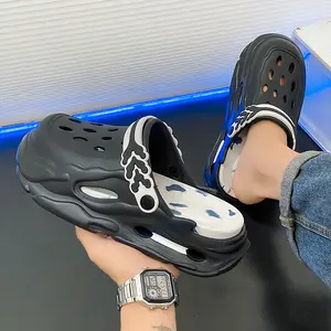 Men's Alien-Inspired Slip-On Sandals - Lightweight EVA Footwear with Anti-Slip Sole, Unique Toe Design, Comfortable Breathable Fit for Summer Beach & Casual Outdoor Activities (Black, Khaki)