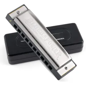 Blues Harmonica C Key for  Adults, 10 Hole 20 Tone Diatonic Harmonica Key of C for Beginners Students, Mouth Organ in Stainless Steel, Blues Power