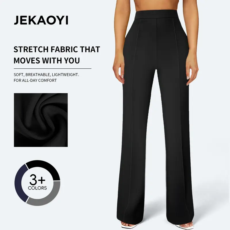 【Fall New Arrivals】JEKAOYI 2026 Womens Straight Leg Dress Work Pants High Waist Stretchy Business Casual Pants Office Trousers Slacks