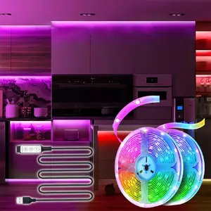 5V RGB LED Strip Light, Adjustable RGB Lighting, USB Plug & 3-Button Control Colorful Background Decorative Light, Ambient Light for TV, Living Room and Bedroom