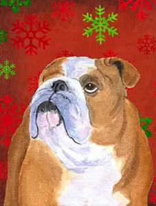 212 MAIN English Red Dog Snowflakes Waterproof Heavyweight Polyester House Flag (28x40 in) - Outdoor Banners, Party Decorations Banner, Festive Decorative Flag for Holiday Christmas Home Decor, Party Decorations Banners