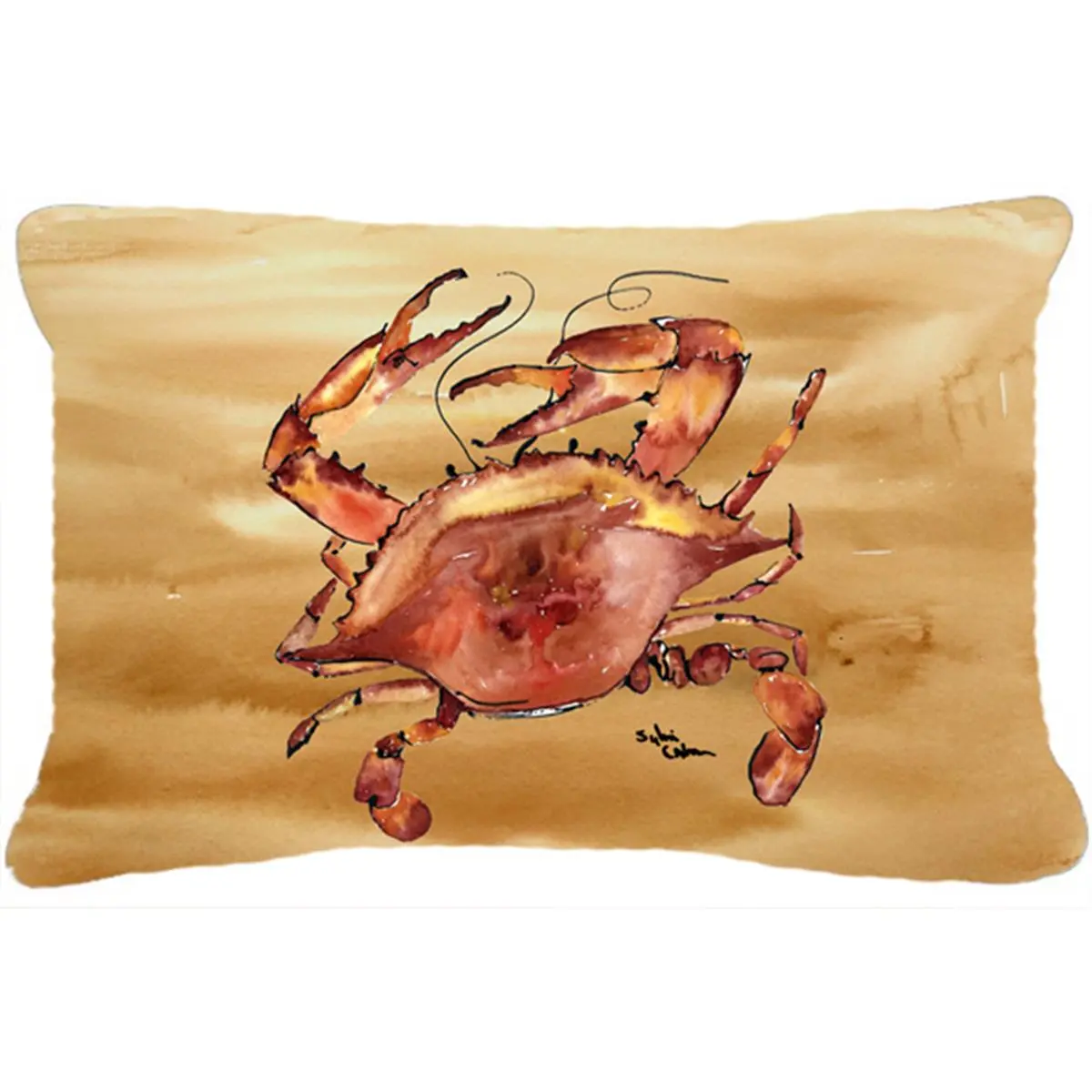 212 MAIN Handmade Rectangular Mildew-Resistant Polyester Decorative Pillow - Cooked Crab Sandy Beach Fabric, Durable Textile Soft Furnishing, Machine Washable, for Living Room, Indoor/Outdoor Use