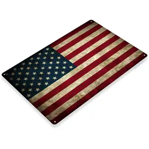 Iron SIGN American Flag , Patriotic Sign, Rustic, Distressed, Metal Decor Home Decor Sign For Christmas Gift