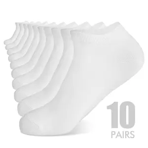 10 Pairs Ankle Socks Women's and Men - Soft Thin Cotton Athletic Running Low Cut No Show Summer Socks White Casual Fit Lightweight