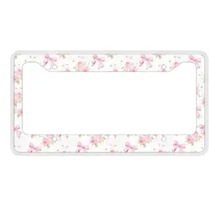 Pink bow coquette license plate frame