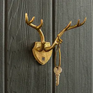 Cast Iron Gold Leaf Antler Hook