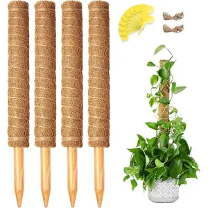 52 Inch Moss Stick Fusisi Plant Pole Climbing Plants Coir Totem Plant Support Indoor Potted Plants Train Creeper Plants Grow Upwards - 4 Pack