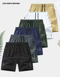 Men’s drawstring athletic shorts with safety zipper pockets and an elastic waistband for a comfortable fit. Breathable and stylish fabric, suitable for everyday wear, fitness training, and various sports activities—versatile and comfortable casual athleti