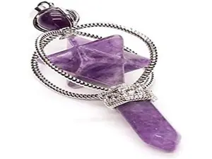 Amethyst Crystal Quartz Rotating Merkaba Symbol Scepter Pendulum(Purple Amethysts)