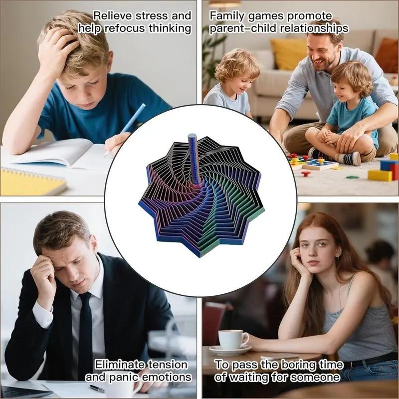 3D Printed Expanded Sensory Fidget Star with Handle Dazzling Colors 11.7cm 4.6 inch Stress Relief Whirling Spiral Hypnotizing Visual Fidget Toy Wooden Cross Set Religious Decoration