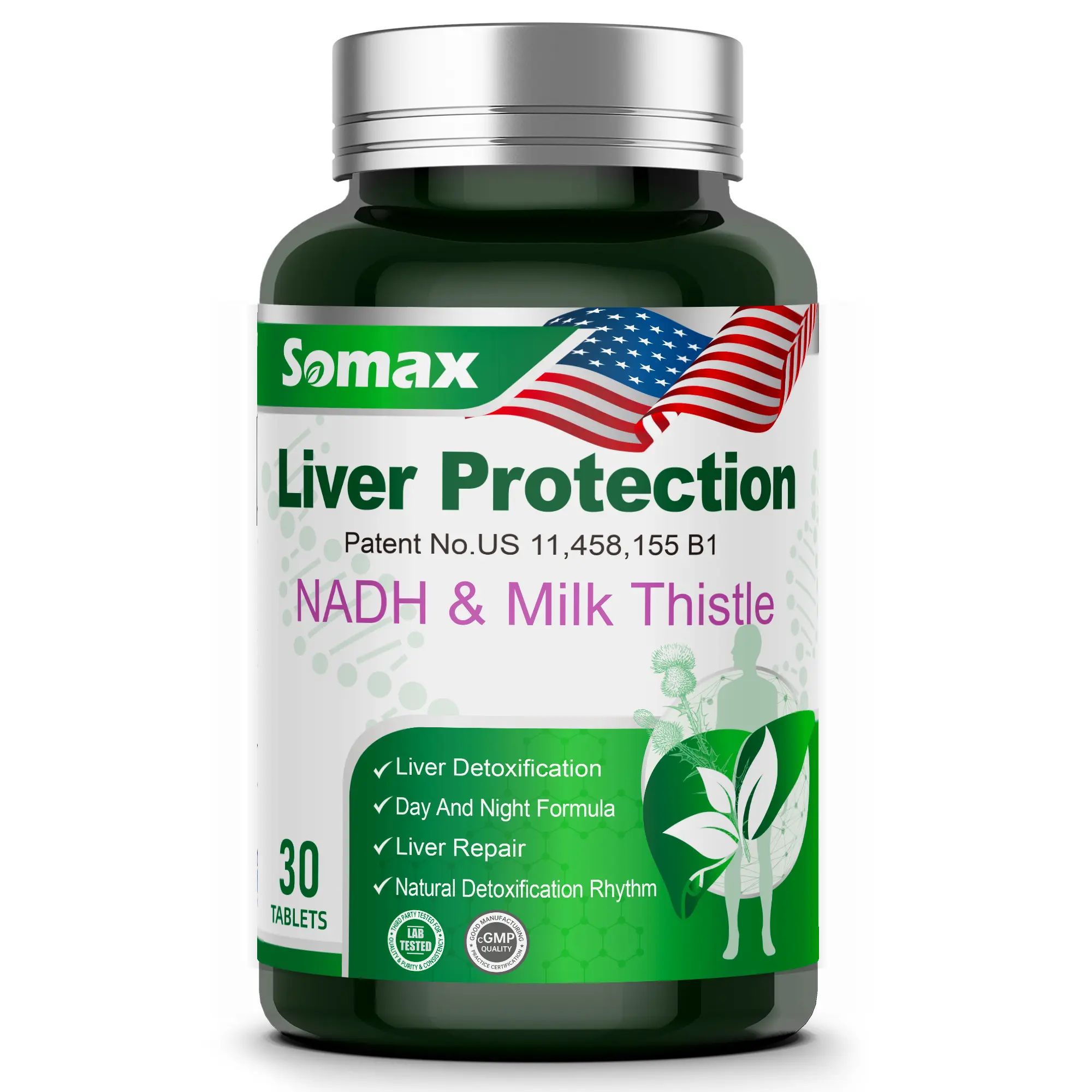 SOMAX Advanced Liver Support Formula – Milk Thistle, N-Acetylcysteine & Turmeric – 30 Veggie Capsules, Non-GMO, Gluten Free