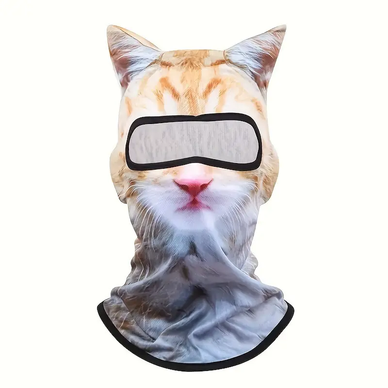 3D Cat Ear Balaclava, Breathable Polyester Shiesty Ski Mask for Men & Women, Whimsical Party Accessory for Festivals, Raves & Halloween, Cool Mask, Ski Masks