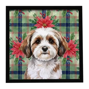 Carolines Treasures WDK8668MFP88 8 x 8 in. Parti-Color Havanese Christmas Poinsettias Framed Metal Print