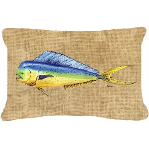 Carolines Treasures  12 x 16 In. Dolphin Mahi Mahi Indoor & Outdoor Fabric Decorative Pillow
