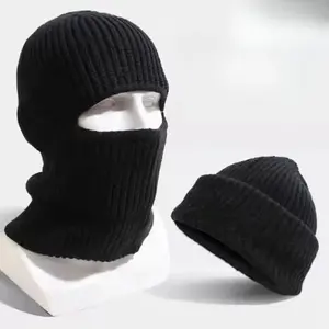Windproof Thick Knit Beanie Balaclava Hat, Fashionable Warm Cap for Running Hiking Cycling Outdoor Sports Daily Wear, Protective Gear
