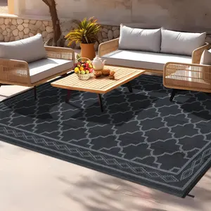 Outdoor Rug for Patios Waterproof Mat Outdoor Plastic Straw Rug Clearance, Reversible Carpet for Rv,Modern Outside Carpet for Porch, Deck, Camper, Balcony, Backyard, Picnic