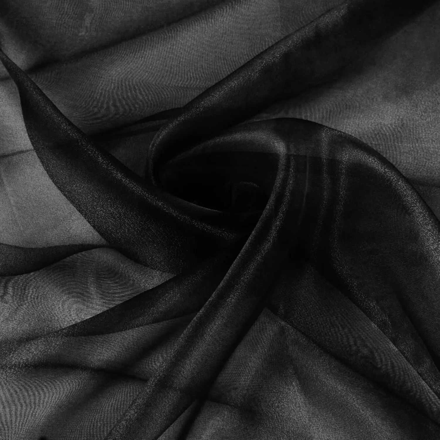VACVELT Sheer Organza Fabric by The Yard, 60 Inch Wide Black Organza Fabric Bolt Bridal Sheer Tulle Fabric, Silk Organza Fabric Roll for Wedding Party Decorations Backdrop Curtain (1 Yard)