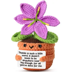 Handmade Crochet Lily Flower Plush, Emotional Thank You Gift, Cute Knitted Potted Plant Doll for Friends & Family # GLOBAL PICKS