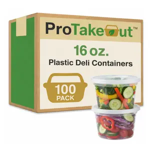 ProTakeOut, [16 oz] Heavy-Duty PP Deli Containers with Lids – 100sets | Microwave & Freezer Safe | Durable, Leak-Resistant & Reusable | Ideal for Food Storage, Meal Prep, Restaurants & Catering