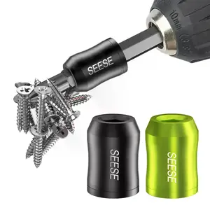 SEESE Strong Magnetic Screw Ring: 1/4 Inch/ 6.35 mm Universal Magnetic Screw Holder - Removable Magnetic Screwdriver Drill Bit Holder for Hex Screwdriver and Power Bits
