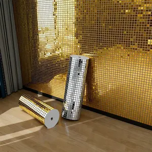 Self-Adhesive Waterproof Wall Stickers, & Silver Color PVC+xpe Mosaic Tiles, 9.84ft X 1.31ft for Living Room TV Background