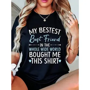100% Cotton Best Friend Forever Friendship Bestie BFF T-Shirt Casual Short Sleeve Shirt