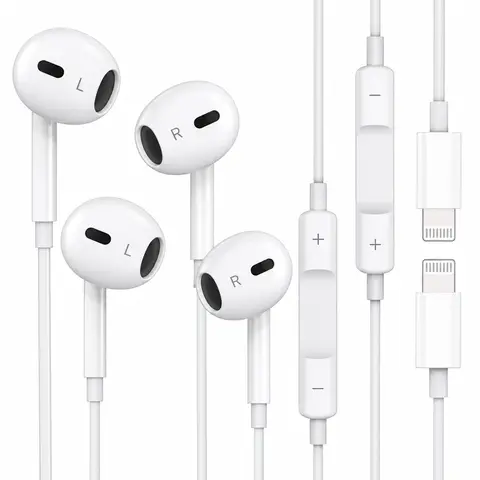 Lightning Wired Semi-In-Ear Earbuds,HiFi Stereo Sound Wired Earphones with Microphone & Volume Control, Portable Design Earphones for Phone 14/13/12/11/SE/XR/XS/X/8/7Audio, Light Weight Earbuds summerwins