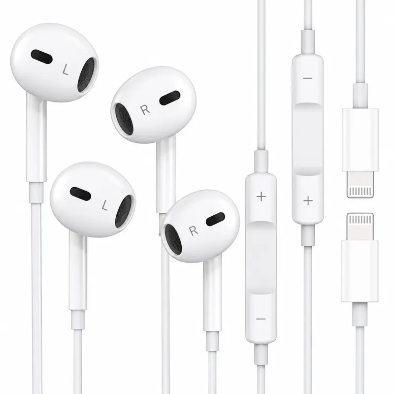 Lightning Wired Semi-In-Ear Earbuds,HiFi Stereo Sound Wired Earphones with Microphone & Volume Control, Portable Design Earphones for Phone 14/13/12/11/SE/XR/XS/X/8/7Audio, Light Weight Earbuds summerwins