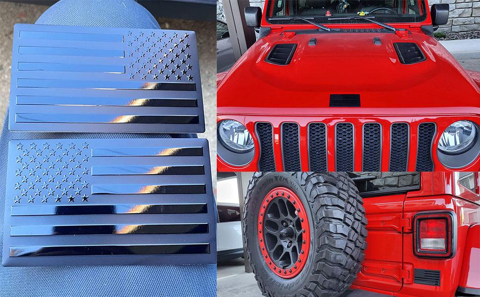 Embossed 3D Metal All Black American Flag Emblem Decal Stickers (5Pack), Matte Black 5" x 3" Patriotic USA US Flag Car Decals Bumper Stickers for Truck, Window, Motorcycle, Support US Military