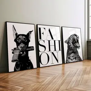 Bundle of 3 Luxury designer Wall Art   Fashion poster -Fine Art prints -  Living room Decor, Black and White, Cheetah