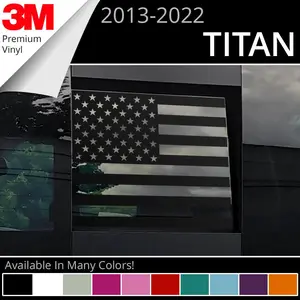BocaDecals Precut Rear Middle Window American Flag Decal For 2013-2022 Nissan Titan