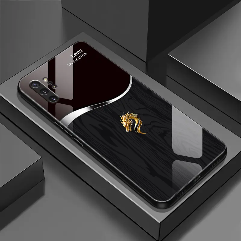 Suitable for [Galaxy Note 10 Plus] Personality simple split dragon pattern creative business high-end anti-drop glass mobile phone case affordable anti-drop anti-fingerprint-888
