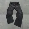 Men's Non-Stretch Loose Fit Wide-Leg Baggy Jeans Pants Menswear Trouser