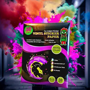 Matte Vinyl Sticker Paper (30 Sheets) For Inkjet Printers