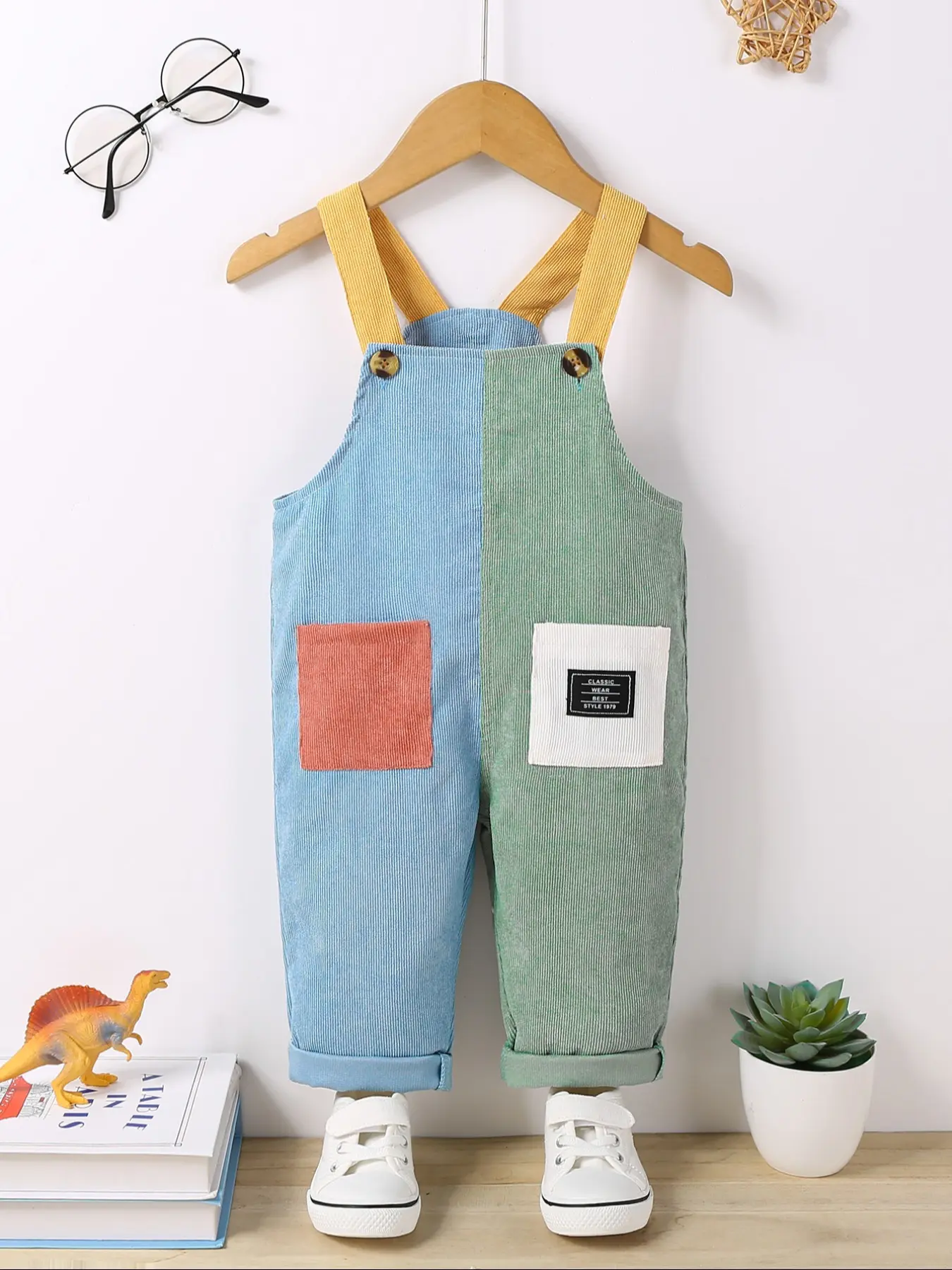Single Piece Baby Boys Plain Jumpsuit Patchwork Colorblock Soft Comfortable Corduroy Overalls Baby Boy Clothes for Fall Winter Outdoor Play Vacation Home Travel Infant Jumpsuit